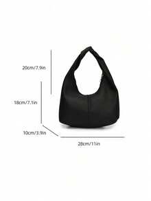 Casual Minimalist Large Capacity Lightweight Versatile Women Underarm Shoulder Bag - Black - View 9
