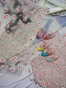 1 pieza de nuevo adhesivo de uñas con estilo chino de pez dorado y flor, lindo adhesivo decorativo de flor para manualidades de primavera con adhesivo 3D - Multicolor - Ver 1