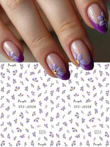2pcs/Set 3D Purple Daisy Nail Stickers, Elegant Small Daisy Petal Self-Adhesive Slider Nail Art Decor Accessories, Suitable For Spring/Summer Wild Flower Nails - Multicolor - View 5