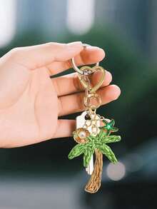 Handmade Grass Coconut Tree Pendant With Shell And Starfish Elements - Bohemian Vacation Style. Raffia Art Pendant, Ocean Alloy Pendant, Hawaiian Style. - Multicolor - View 5