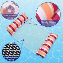 Set de 2 flotadores inflables de PVC gruesos para adultos - balsa a rayas, hamaca de piscina. Adecuado para piscina de adultos, playa y otras actividades acuáticas. - Multicolor - Ver 7