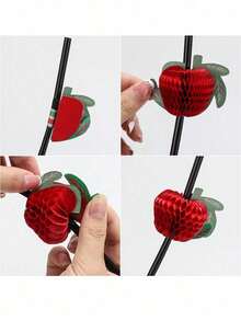 10/20/30/50/100pcs Fruit Shaped Flexible Black Straws, Fruit Drink Straws, Coffee & Cocktail Stirrers, Beverage Accessories Suitable For Milkshakes, Smoothies, Bubble Tea, Iced Coffee Etc. Applicable For Bars, Clubs, Restaurants And Home Use - View 2