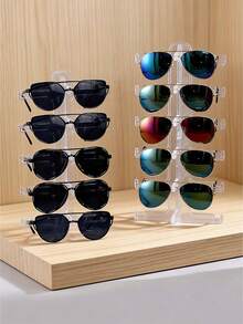 1pc Sunglasses Storage Display Rack, Eyeglasses Organizer Holder Fits Up To 5 Pairs - Clear - View 7