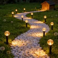 Conjunto de 1 Cordão de Luzes Solares para Exterior, com 8 Modos de Iluminação, Mini Lâmpadas Globo para Caminho, Alimentado por Energia Solar, Ideal para Decoração de Jardim, Passarela, Pátio, Paisagismo, Gramado, Quintal, Festas, Casamentos e Eventos Decorativos. - Luzes solares - Ver 2
