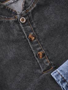 Bộ 2 áo thun ngắn tay cổ kéo khóa nửa thân cho bé trai mùa hè, áo thun denim thường ngày, áo chui đầu cổ bóng chày. - Nhiều màu - Xem 7
