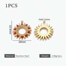 Mặt dây chuyền hình giọt dầu, mặt trời đính kim cương, mạ vàng 18K, làm từ thép không gỉ 304, thích hợp để tự làm vòng cổ, trang sức thép không gỉ dành cho nữ, phù hợp để đeo hàng ngày. - Mặt dây chuyền hình mặt trời - Xem 10