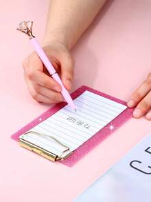 亮片亚克力服务员写字板，A6尺寸服务员笔记本，带金属夹，餐厅点餐和桌面菜单夹，闪亮咖啡厅酒吧文具礼品 - 長方形 - 查看 5