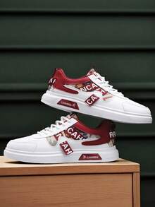 编织带厚底休闲鞋，多功能情侣运动鞋，舒适透气运动鞋（随机字母） - 白紅 - 查看 6