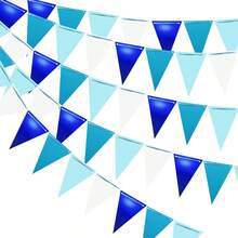 1 buc/2 buc steaguri triunghiulare albastre, decor de hârtie în stil oceanic pentru ziua de naștere, nuntă, fundal pentru petrecere aniversară, decorare tavan, bannere triunghiulare albastre pentru petrecere, steaguri triunghiulare albastre și albe, potrivite pentru petrecere preșcolară, articole pentru petreceri de ziua de naștere cu tematică nautică - Multicolor - Vizualizare 1