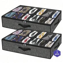 Bộ 2 hộp đựng giày dưới gầm giường chắc chắn và bền bỉ, chứa được 12 đôi giày, giải pháp lưu trữ giày dép dưới gầm giường, có cửa sổ trong suốt, thoáng khí tốt. - Nhiều màu - Xem 8