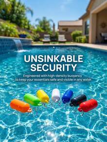 Llavero flotante impermeable - Hecho de ABS y acero inoxidable, color amarillo con diseño de brújula - Ideal para navegación, kayak, pesca, rafting, surf y regalos de fiesta, accesorios de equipo de pesca | Llavero con brújula | Llavero impermeable, esencial de playa, accesorios de playa, flotadores de piscina - Multicolor - Ver 2