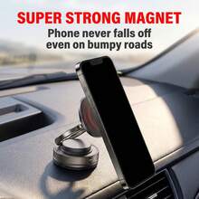 1pc 360° Rotatable & Foldable Magnetic Car Phone Holder, Black. Vacuum Suction Design Won't Leave Marks, Doesn't Block Vision, Fits All Car Models T-28 - Black - View 4