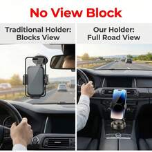 1pc 360° Rotatable & Foldable Magnetic Car Phone Holder, Black. Vacuum Suction Design Won't Leave Marks, Doesn't Block Vision, Fits All Car Models T-28 - Black - View 1