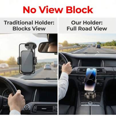 1pc 360° Rotatable & Foldable Magnetic Car Phone Holder, Black. Vacuum Suction Design Won't Leave Marks, Doesn't Block Vision, Fits All Car Models T-28