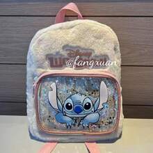 Ba lô mini nhồi bông Lilo & Stitch, túi đeo vai lông thú hoạt hình dễ thương với túi trước bóng bẩy, túi du lịch thường ngày hình nhân vật đáng yêu, quà tặng sinh nhật Giáng sinh cho người hâm mộ. - Nhiều màu - Xem 4