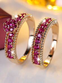 2pcs Vintage Palace Style Flower Ring + Stacking Ring Set, Luxury Retro Elegant Versatile Accessories - Ring Set - View 10