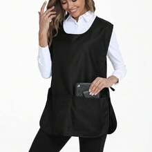 Unisex Cobbler Apron With 3 Pockets Vest Black Apron With Storage Pockets, Tie-Back Apron RGSK - 1 Pack - Black - View 5