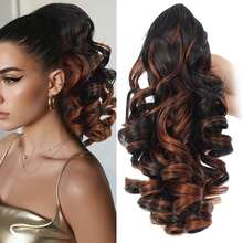 14-Inch Curly Wavy Ponytail Wig With Clips, Made Of Synthetic Fibers, Fluffy Curly Ponytail - Multicolor - View 16
