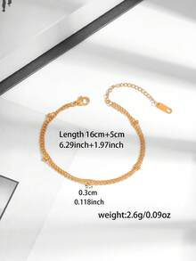 1 chiếc vòng tay dây chuyền vàng thời trang, dây chuyền dày sang trọng với hạt tròn nhiều lớp, có thể điều chỉnh, đa năng, thích hợp đeo hàng ngày, quà tặng trang sức, mạ vàng 18K trên thép không gỉ. - Vàng - Xem 9