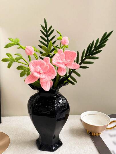 1支优雅粉色仿真花卉，栩栩如生，母亲节礼物，经久耐用，无需维护，适合婚礼装饰、节日家居桌面花瓶填充物