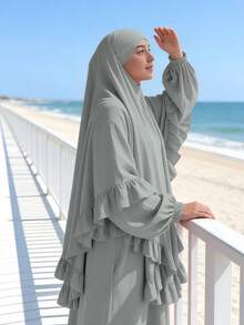 1 chiếc khăn trùm đầu Hijab, Abaya dành cho người Hồi giáo, thiết kế xếp ly ở gấu áo, kiểu dáng cổ điển, đa năng, phù hợp cho mặc hàng ngày và cầu nguyện. - Nhiều màu - Xem 26