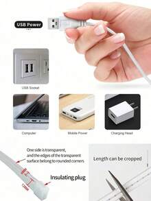 1 m/2 m/3 mètres/4 m/5 m Bande lumineuse décorative LED Néon flexible USB, éclairage ambiant gradable, alimenté par USB, convient pour l'éclairage domestique intelligent, ambiance blanc chaud, technologie de gradation intelligente, bande lumineuse ambiante flexible et gradable pour maquillage en direct, miroir, éclairage de miroir de salle de bain, gradation tactile - Bande néon tactile USB - Voir 8