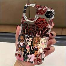 Fashion Cute Personality B-Bratzs Leopard Print Lip Print Y2K Design Phone Case Compatible With 17 16e 16 15 14 13 12 11 Pro Max Mini Air XR XS X 7 8 Plus Soft TPU Back Cover, Fashion Phone Accessories, Lightweight Case, Fashion Protective Case, Fashion Enthusiast 17 Case Cover For 17 Pro Max - style1 - 查看 2