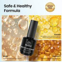 Beetles Top Coat Base Gel & Nail Glue Set-3Pcs No Wipe Top Coat Gel Nail Polish & Base Coat With 9 In 1 Nail Glue Shine Effect Long Lasting Soak Off Uv Light Lamp Diy Nail Gifts For Women & Girls - 2支15毫升橡膠凝膠底膠及加固面膠 - 查看 3