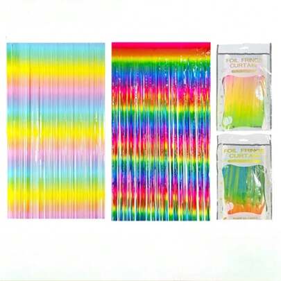 Rèm hạt cườm gradient Macaron 1*2m, trang trí tiệc sinh nhật, rèm tua rua phông nền đám cưới