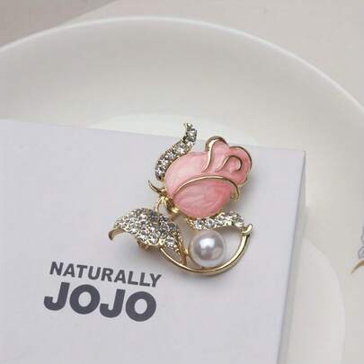 Friendly Material, New White Pink Rose Oil Drop Brooch, Women's New Suit With Women's Clothing Accessories