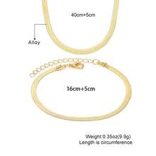 2 peças/Conjunto Colar e Pulseira Simples Dourado Banhado a Ouro com Corrente de Cobra Sexy para Mulheres, Material de Liga, Adequado para Uso Diário, Acessórios do Dia dos Namorados - Dourado - Visão 5