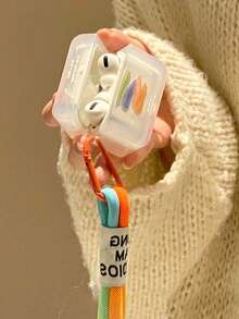 1个方形贝壳涂鸦彩虹耳机保护套，适用于无线蓝牙耳机3/4代，苹果Pro/Pro 2 - 彩色 - 查看 3