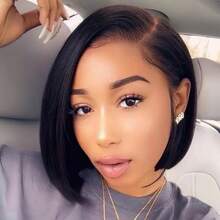 Tóc giả MECRY 13x4 dài thẳng 28 inch màu đen nâu tự nhiên, tóc giả ren phía trước bằng sợi tổng hợp với đường chân tóc đã được tỉa sẵn, sợi tóc chịu nhiệt, tóc giả thẳng mượt dành cho nữ, thích hợp cho cosplay, tiệc tùng, sử dụng hàng ngày. - Tự nhiên & Đen - Xem 6