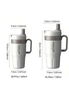 1个25.3盎司不锈钢水瓶，带手柄和吸管盖，可重复使用，双层隔热，旅行杯，冰咖啡杯，保温杯，女士礼物，可盛装冷热饮品 - 彩色 - 查看 4