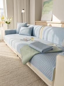 1 tấm bọc ghế sofa dệt kim thoáng khí - Có thể giặt máy, thân thiện với thú cưng, mặt sau chống trượt, phù hợp với ghế đơn/ghế đôi/ghế sofa 3-4 chỗ và ghế sofa góc, tạo không gian nhà mới mẻ và thời trang. - Màu xanh nhạt - Xem 7