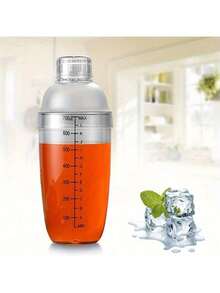 1pc Plastic Cocktail Shaker With Measurement Scale And Filter, Transparent Mixing Cup With Plastic Stirrer Top, Bar Mixing Tool For Tea, Coffee, Bubble Tea, Milk - View 3