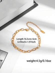 1 chiếc vòng tay dây chuyền vàng thời trang, dây chuyền dày sang trọng với hạt tròn nhiều lớp, có thể điều chỉnh, đa năng, thích hợp đeo hàng ngày, quà tặng trang sức, mạ vàng 18K trên thép không gỉ. - Vàng - Xem 10