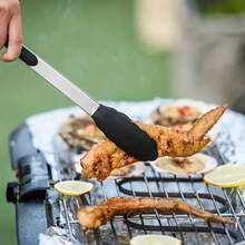 Durable 7-Inch, 9-Inch, And 12-Inch Kitchen Tongs, Food Tongs, Kitchen Barbecue Tools, Heat-Resistant, With A Locking Mechanism To Ensure A Firm Grip, Heat Resistant Non-Stick Cooking Tongs, Locking Food Tongs For Cooking Salad Grilling And Frying,Kitchen Stuff, Baking Toolssure A Firm Grip, Kitchen Stuff, Baking Tools,Outdoor Barbecue - 黑色1件 - 查看 2