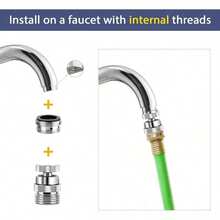 Adaptador de grifo con aireador, adaptador de grifo de fregadero a manguera de jardín, giratorio, adecuado para baños y cocinas, rosca GHT de 3/4 de pulgada - Giratorio - Ver 6