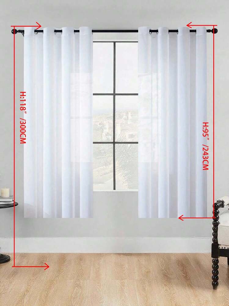 1 件薄纱窗帘，滤光薄纱窗帘，索环窗帘，半透明遮光窗帘，厨房窗帘，适合家庭或办公室使用，卧室，阳台，客厅窗帘，纯色简约田园窗帘 - 白色 - 查看 21