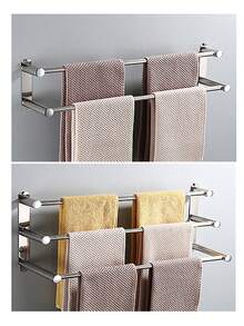 1 Pieza Soporte para Toallas de 2 o 3 Niveles, Fabricado en Acero Inoxidable SUS 304 con Revestimiento de Níquel Cepillado, Montaje Mural, Ideal para Baño - Ver 1