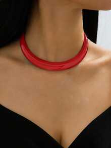 1 chiếc vòng cổ choker nữ thời trang tối giản, độc đáo, thanh lịch, phù hợp để đeo hàng ngày. Vui lòng tránh tiếp xúc lâu với nhiệt độ cao, suối nước nóng/nước biển. - Dây chuyền thời trang màu đỏ - Xem 4