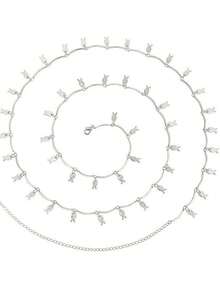 1 pieza Cadena para la cintura con hoja de pez sexy y flecos, cadena de metal geométrica artesanal para el Body para vacaciones en la playa - Cadena de cintura en forma de pez - Ver 5