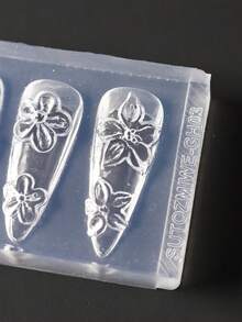 1 khuôn silicon khắc móng tay hình hoa mùa xuân 3D, khuôn in hình hoa ly và dâm bụt bằng nhựa, dụng cụ làm móng DIY. - Trong sáng - Xem 4