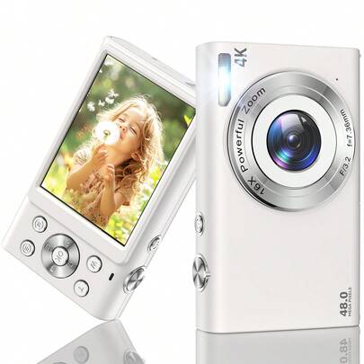 Nicamery 4K Ultra HD Vlogging Camera, 48MP Digital Camera With Auto Focus, 16X Zoom, Portable Photography Camera For High Definition Video Recording And Photography, Beginner Student Travel Compact Handheld Filming Equipment, Video Blogging Camera, Multi-Functional Lightweight Stabilized Digital Camera, Holiday Gift [Memory Card Not Included]