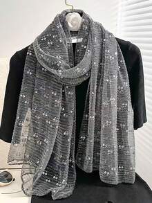 Pañuelo/pañuelo para la cabeza casual de poliéster brillante, adecuado para todas las estaciones - Negro - Ver 4