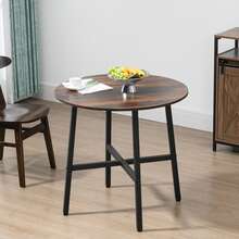 HOMCOM Dining Table For 4 People, Industrial Round Kitchen Table For Living Room, Dining Room, Ф31.5" X 29.9" H, Rustic Brown - Rust Brown - View 1
