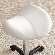 HOMCOM Saddle Stool, PU Leather Rolling Stool With Wheels, Adjustable Salon Chair For Kitchen, Salon Spa, Bar, Home Office, Massage, White - White - View 9