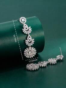 1 Đôi bông tai Tylionnejewelry sang trọng dành cho nữ, mạ vàng trắng và đính đá Zirconia, món quà trang sức thanh lịch phù hợp cho các buổi hẹn hò, đám cưới, tiệc tùng, kỷ niệm. - Bạc - Xem 5