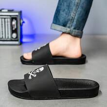 1 đôi dép lê nam EVA in chữ, đế dày, dép đi biển, dép xỏ ngón tiện dụng cho kỳ nghỉ hè. - Đen và trắng - Xem 4